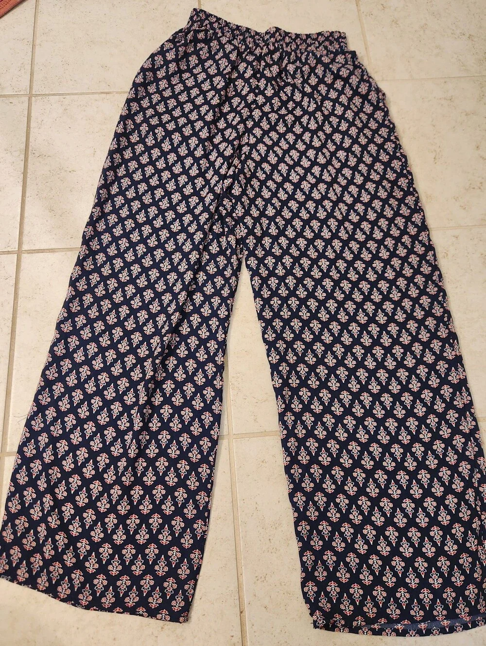 Band Of Gypsies Wide Leg Casual High Rise Boho Pants Blue Palazzo‎ Size S #1399